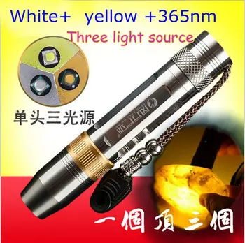 365nm 5W Ultraviolete lanterna Lanterna Detector pentru Amber/Jade/Diamant/Minerale/Pietre pretioase LED UV+Galben+Alb Lanterna Lampa