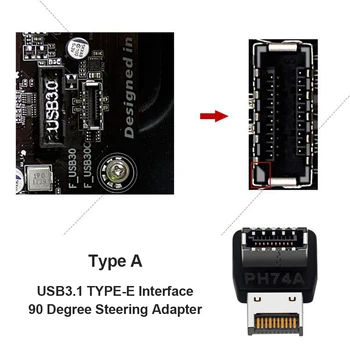 USB Antet Adaptor Placa de baza Calculator de Tip C USB3.1 Tip-E De 90 De Grade Converter Accesorii De Calculator