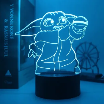 Star Wars Figura Iluzia 3D LED Lumina de Noapte Veioza Touch Flash de Lumină Birou Sturmabteilung Boba Fett Darth Vader Copil Yoda Jucarii