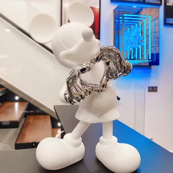 Desene animate Disney Mickey Mouse 30cm Anime Figurine Model Rășină Papusa Decorative Mickey Dragoste Acasă Ornamente Jucarii Pentru Copii