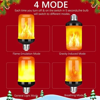 4x E27 Emulare Flacăra Becului Lămpii de 85-265V LED Efect de Foc Lumina Pâlpâitoare de Grădină, Bar Petrecere de Nunta Decor Decor de Crăciun
