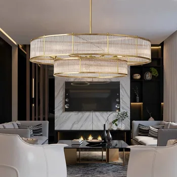 American rectangular de plafon candelabru simplu atmosfera de sala de mese, living modern, de lux de lumină inel de cristal lampă