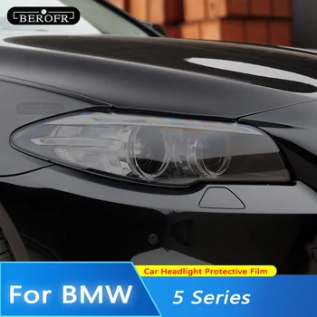 Pentru BMW Seria 5 F10 F11 G30 G31 GT F07 Masina Faruri Tenta de Afumat Negru Film de Protecție de Protecție Transparent TPU Autocolant 2 BUC