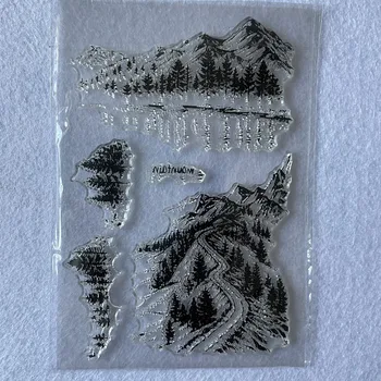 Munte, deal, copac, pădure Timbru Clar Silicon Transparent Ștampilă Sigiliu Foaie Pentru Scrapbooking Album Foto Decor
