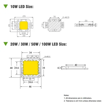 Mare Putere LED COB Chip 10W 20W 30W 50W 100W Lumina Calda Naturala Alb Pur Pentru DIY 10 20 30 50 100 W Watt LED-uri în aer liber Foodlight