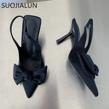 SUOJIALUN 2022 Vara Marca Femei Sandale Sandale Pantofi de Moda Fundita Subliniat Toe Slip On Doamnelor Rochie Eleganta Pompe de Pantofi