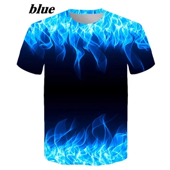 Moda pentru bărbați Flacără Rece 3D Imprimate Tricou Hipster Maneca Scurta Casual Pierde T-Shirt de Vara Tricou