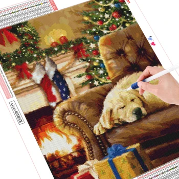 HUACAN New Sosire Diamant Pictura 5d Crăciun Câine Manual DIY Cadou Plin Piața Diamant Broderie Mozaic Animale Decor Acasă