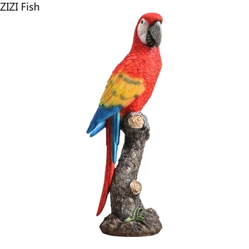 American Red Rășină Papagal Desktop Decor Desene Animate Pasăre Meserii Animale Drăguț Statuie Figurine Living Blat Decor