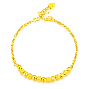 HOYON Reale aur de 24k culoare brățară bijuterii femei oro 24 k puro dublu-strat de grâu ureche țesute de transfer de șirag de mărgele mingea lanț de aur