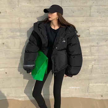 Coreeană Imprimat În Jos Jacheta De Bumbac Femei Gros De Iarna Cu Bule Cald Straturi 2022 Nou Culoarea Bomboane Vrac Cu Gluga Femeie Parka