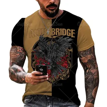 Bărbați Crow 3D de Imprimare T-Shirt Viking Simbol Maneci Scurte Stil Harajuku Liber Streetwear de Vară pentru Bărbați T-Shirt