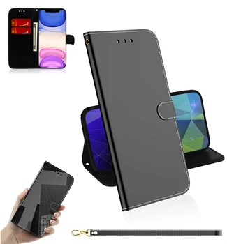 De lux 3D Oglindă Caz Telefon din Piele Pentru Xiaomi Mi Redmi Nota 7 7A 8 8T 10 9T Pro Lite A3 K20 K30 Luminoase Portofel Stand pe Coperta