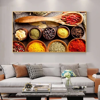 Alimente Pictura Modernă, Boabe de Condimente Lingura de Ardei și Postere de Imprimare Bucătărie Restaurant Acasă Decorare Arta de Perete Imagini