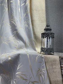 Chinez noi Perdele pentru Living, Dormitor de Lux Lumina de Aur luciu Frunze de Bambus Jacquard Opace de Argint High-end Despicare