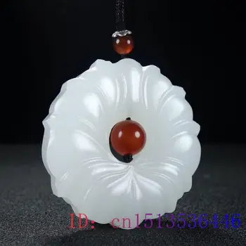 Jad Alb Lotus Pandantiv Farmec Bijuterii Sculptate Chineză Cadouri Barbati Femei Amuleta Moda Colier Naturale Jadeit
