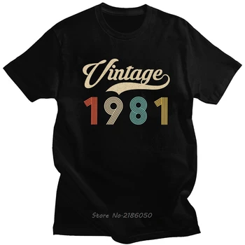 Retro Vintage 1981 39 ani Tricou Barbati Pre-micșorat Bumbac Clasic 39 de Ani Teuri Scurta Casual cu Maneci T Shirt Harajuku Cadou