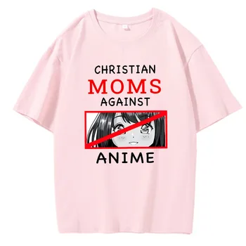 Mame creștine Împotriva Anime Tricou Streetwear Cuplu Teuri Print Amuzant 100 Bumbac Vara UE Dimensiunea Teuri Meme Nou Camisetas Unisex