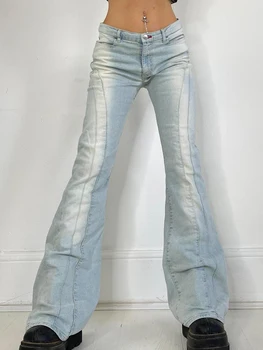 Rockmore Low Rise Jeans pentru Femei Vintage estetice Flare Pantaloni de Moda cyber y2k Streetwear Pantaloni din Denim femme Retro coreeană