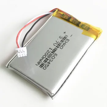 JST 1.25 mm 3pin 3.7 V 1200mAh lipo litiu polimer baterie reîncărcabilă plug pentru GPS DVD bluetooth recorder e-book camera 603450