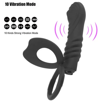 OLO 10 Frecvența Curea Pe Penisul Penis Vagin Plug Dildo Butt Plug Vibrator Dublu de Penetrare Stimulator Jucarii Sexuale Pentru Cupluri