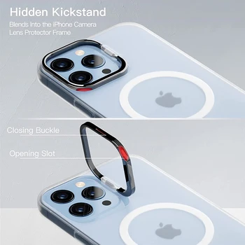Magnetic Caz cu Kickstand pentru iPhone 13/12 Pro Max Clar PC Greu Caz rezistent la Socuri Capac de Protecție cu Mag-în condiții de siguranță și să Stea