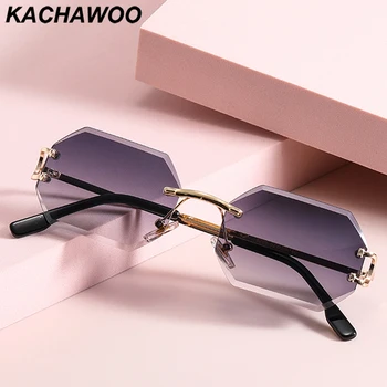 Kachawoo octogonal ochelari fără ramă de metal de sex masculin ochelari de soare moda de sex feminin dreptunghi fara rama albastru maro roz stil European