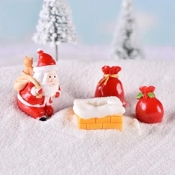 Mini Rășină Decor de Crăciun Moș Crăciun, om de Zăpadă, Pom de Micro Peisaj Model de BRICOLAJ Gradina in Miniatura Figurine Decor Acasă