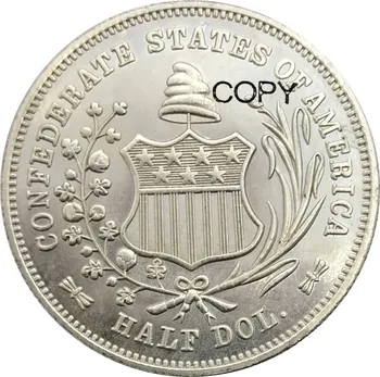 Statele Confederate ale Americii Confederate Jumătate de Dolari Libertate Așezat 1/2 de Dolari 1861 de cupru si nichel Placat cu Argint Copia Monede
