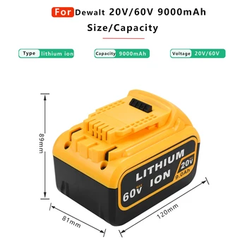 20V/60V Max Litiu-ion de Înlocuire Acumulator Compatibil cu DEWALT DCB606 Instrument de Putere Baterii de 6000mAh/9000mAh
