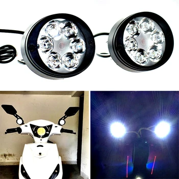 2 buc Motocicleta Faruri Ceață Lumini de Conducere Frontal Lampa cu 6 LED-uri 12V-85V Motociclete Oglinda retrovizoare Spoturi