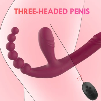 3 Cap fara Bretele femeia patrunde barbatul Penis artificial Vibratoare de Control Wireless Anal Plug Realist Vibratoare jucarii Sexuale pentru Masaj de Prostata Femei Lesbiene