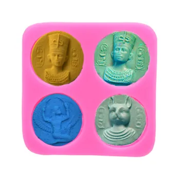 4 Găuri Egipt, Sfinxul Faraon Mucegai Silicon Fondant Cookie Tort de Ciocolată Decorare Monede Fondant DIY Forme pentru Copt