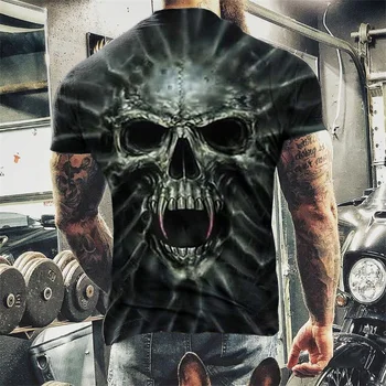 Barbati Nou Horror Craniu 3D Imprimate T-Shirt-uri Europene și Americane de Hip-Hop Monstru Supradimensionate Tricouri de Vara Scurte Sleeves2022