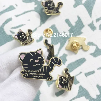 10buc Email Feministă Cat Pin Badge 28mm Pro-Pisici Pro-Feminism Pro Alegere Ace de Rever și Broșă Ambreiaj Spate Metal Craft