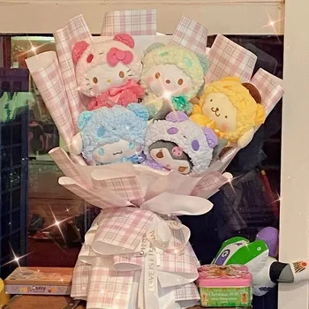 Sanrio Hello Kitty Buchet De Animale Împăiate Kuromi Melodia Mea Cinnamoroll Moale Jucărie De Pluș Copil Fată Romantic Cadou De Pluș Buchet