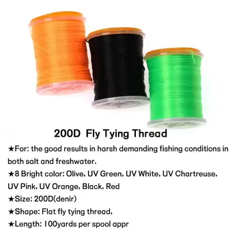 100Yard 200D UV Mare Zbura Fir Premium Puternic, Durabil Fly Tying papiota Somon Bass Zboară Leagă Fir Material Fluorescent