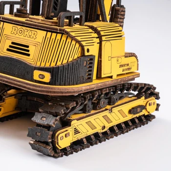 Robotime Rokr Excavator Inginerie Vehicul 3D Puzzle din Lemn Pentru Copii Adulți Blocuri Set Îmbunătăți Hands-on Abilitățile TG508K