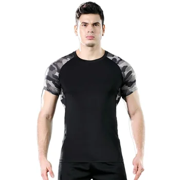 2021Summer Men ' s T-shirt Short Sleeve Alergare Sport Fitness de Formare cu uscare Rapida Elastic Moda Barbati Top Bărbați Îmbrăcăminte Tricou