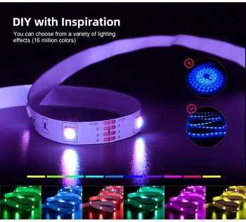 ColorRGB,Benzi cu LED-uri de Lumină ,5m-30m,RGB 5050, Flexibila Panglică, DIY Led Strip APP Telefon Bluetooth, 16Millon Culori