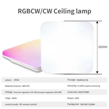 Smart Estompat LED Lumina Plafon RGBCW 16 milioane de Culori schimbătoare led lampă de plafon cu RF Control de la Distanță Flush Mount lampă de Panou