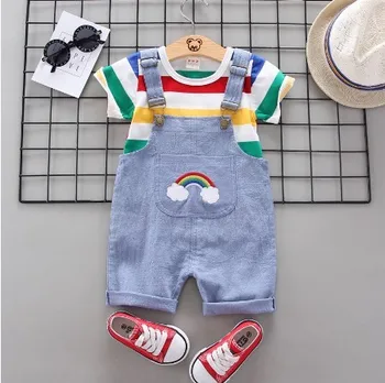 Copilul haine seturi de copil desene animate cu dungi T-shirt +beb pantaloni costum de haine pentru copii costume de trening