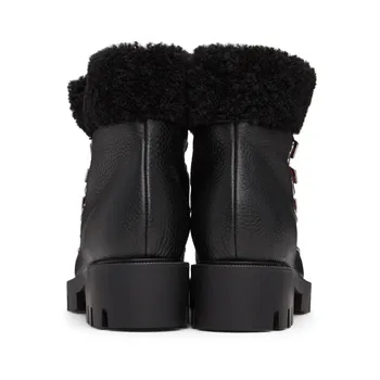 New Sosire Dantelă de Moda pentru Femei din Piele Cizme Tocuri Indesata Platforma de Lână de Miel Caldă Femei Pantofi de Iarna Glezna Botas