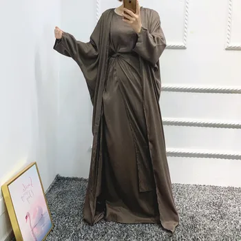 Ramadan 3 Bucată Musulman Seturi Hijab Rochie de Abayas pentru Femei Rochii de turci 2023 Deschide Abaya Dubai Islam Îmbrăcăminte Musulman Ansambluri
