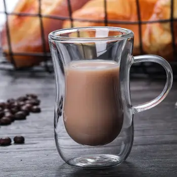 80ml Transparent Perete Dublu Izolat Termic Sticlă Ceașcă de Cafea Ceai Lapte Recipient Cana Acasă Tabelul Cupe Rezistente la Caldura Birou cupa