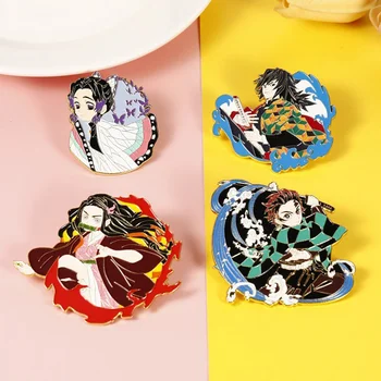 PF744 Kimetsu nu Yaiba Anime Japonez Icoane Email Pin Broșe pe haine, Rucsac Guler Pălărie Insigna de Rever Pin Cadouri Bijuterii