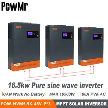 PowMr 16.5 KW Hibrid Invertor Solar 220Vac/380Vac 48V Trei Faze Inversor Cu MPPT 80A Controller PV 500V Poate Lucra Batttery