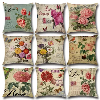 Pur Florale Lenjerie de pat Perna Rose Perna pentru Acasă Scaun Canapea Decorative Pictură în Ulei fata de Perna Flori
