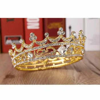 Vintage Baroc Regina King Mireasa Tiara Coroana Pentru Femei, Coafuri Bal Nunta Mireasa Diademe și Coroane Pălării de Partid