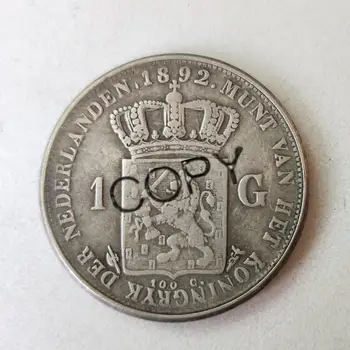 1892 Olanda 1 GULDEN Argint Placat cu Copia Fisei